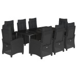 vidaXL Set mobilier de grădină cu perne, 9 piese, negru, poliratan vidaXL Set mobilier de grădină cu perne, 9 piese, negru, poliratan