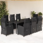 vidaXL Set mobilier de grădină cu perne, 9 piese, negru, poliratan vidaXL Set mobilier de grădină cu perne, 9 piese, negru, poliratan
