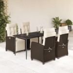 vidaXL Set mobilier de grădină, 5 piese, cu perne, maro, poliratan vidaXL Set mobilier de grădină, 5 piese, cu perne, maro, poliratan