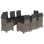 vidaXL Set mobilier grădină cu perne, 9 piese, gri, poliratan