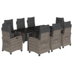 vidaXL Set mobilier grădină cu perne, 9 piese, gri, poliratan vidaXL Set mobilier grădină cu perne, 9 piese, gri, poliratan