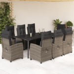 vidaXL Set mobilier grădină cu perne, 9 piese, gri, poliratan vidaXL Set mobilier grădină cu perne, 9 piese, gri, poliratan