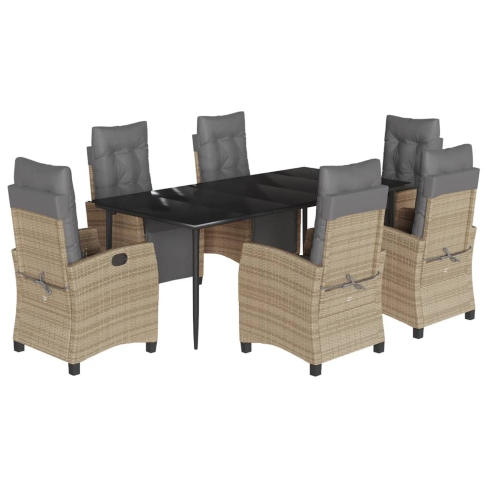vidaXL Set mobilier pentru grădină, 7 piese, cu perne, bej, poliratan