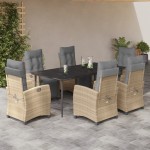 vidaXL Set mobilier pentru grădină, 7 piese, cu perne, bej, poliratan vidaXL Set mobilier pentru grădină, 7 piese, cu perne, bej, poliratan