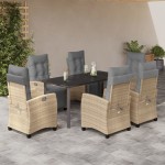 vidaXL Set mobilier pentru grădină, 7 piese, cu perne, bej, poliratan vidaXL Set mobilier pentru grădină, 7 piese, cu perne, bej, poliratan
