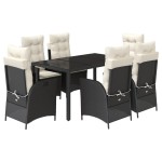 vidaXL Set mobilier de grădină cu perne, 7 piese, negru, poliratan vidaXL Set mobilier de grădină cu perne, 7 piese, negru, poliratan