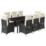 vidaXL Set mobilier de grădină cu perne, 9 piese, negru, poliratan vidaXL Set mobilier de grădină cu perne, 9 piese, negru, poliratan