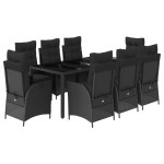 vidaXL Set mobilier de grădină cu perne, 9 piese, negru, poliratan vidaXL Set mobilier de grădină cu perne, 9 piese, negru, poliratan