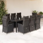 vidaXL Set mobilier de grădină cu perne, 9 piese, negru, poliratan vidaXL Set mobilier de grădină cu perne, 9 piese, negru, poliratan