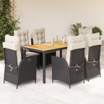 vidaXL Set mobilier de grădină cu perne, 7 piese, negru, poliratan vidaXL Set mobilier de grădină cu perne, 7 piese, negru, poliratan