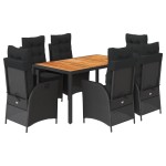 vidaXL Set mobilier de grădină cu perne, 7 piese, negru, poliratan vidaXL Set mobilier de grădină cu perne, 7 piese, negru, poliratan