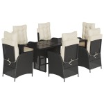 vidaXL Set mobilier de grădină cu perne, 7 piese, negru, poliratan vidaXL Set mobilier de grădină cu perne, 7 piese, negru, poliratan