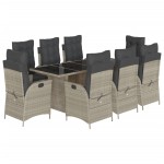 vidaXL Set mobilier grădină cu perne, 9 piese, gri deschis, poliratan vidaXL Set mobilier grădină cu perne, 9 piese, gri deschis, poliratan