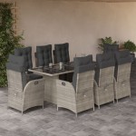 vidaXL Set mobilier grădină cu perne, 9 piese, gri deschis, poliratan vidaXL Set mobilier grădină cu perne, 9 piese, gri deschis, poliratan