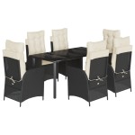vidaXL Set mobilier de grădină cu perne, 7 piese, negru, poliratan vidaXL Set mobilier de grădină cu perne, 7 piese, negru, poliratan