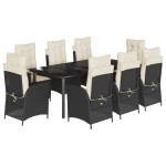 vidaXL Set mobilier de grădină cu perne, 9 piese, negru, poliratan vidaXL Set mobilier de grădină cu perne, 9 piese, negru, poliratan