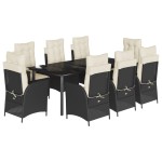 vidaXL Set mobilier de grădină cu perne, 9 piese, negru, poliratan vidaXL Set mobilier de grădină cu perne, 9 piese, negru, poliratan