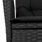 vidaXL Set mobilier de grădină cu perne, 9 piese, negru, poliratan