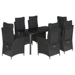 vidaXL Set mobilier de grădină cu perne, 7 piese, negru, poliratan vidaXL Set mobilier de grădină cu perne, 7 piese, negru, poliratan