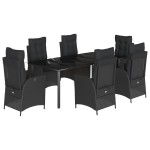 vidaXL Set mobilier de grădină cu perne, 7 piese, negru, poliratan vidaXL Set mobilier de grădină cu perne, 7 piese, negru, poliratan