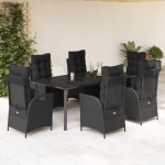 vidaXL Set mobilier de grădină cu perne, 7 piese, negru, poliratan vidaXL Set mobilier de grădină cu perne, 7 piese, negru, poliratan
