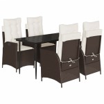 vidaXL Set mobilier de grădină, 5 piese, cu perne, maro, poliratan vidaXL Set mobilier de grădină, 5 piese, cu perne, maro, poliratan