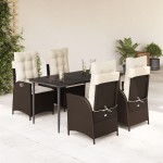 vidaXL Set mobilier de grădină, 5 piese, cu perne, maro, poliratan vidaXL Set mobilier de grădină, 5 piese, cu perne, maro, poliratan