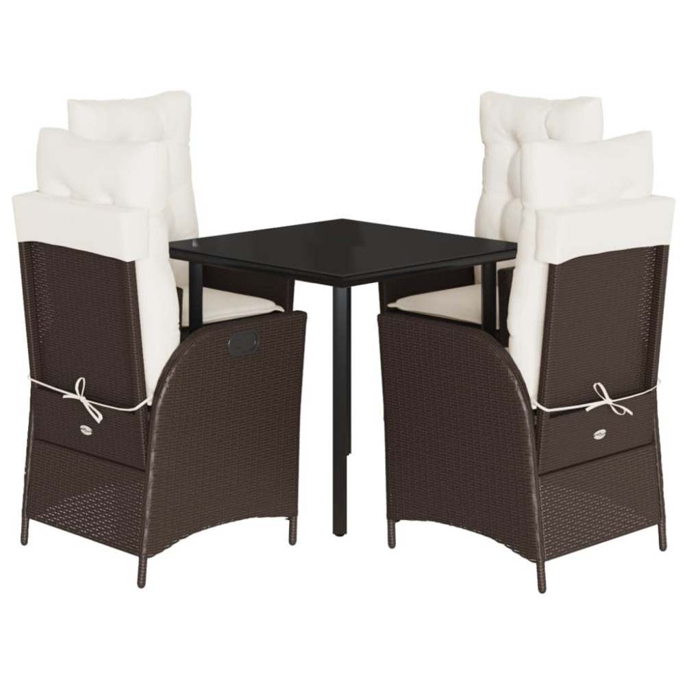 vidaXL Set mobilier de grădină, 5 piese, cu perne, maro, poliratan