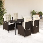 vidaXL Set mobilier de grădină, 5 piese, cu perne, maro, poliratan vidaXL Set mobilier de grădină, 5 piese, cu perne, maro, poliratan