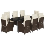 vidaXL Set mobilier de grădină cu perne, 9 piese, maro, poliratan