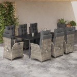vidaXL Set mobilier grădină cu perne, 9 piese, gri deschis, poliratan vidaXL Set mobilier grădină cu perne, 9 piese, gri deschis, poliratan