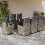 vidaXL Set mobilier grădină cu perne, 9 piese, gri deschis, poliratan vidaXL Set mobilier grădină cu perne, 9 piese, gri deschis, poliratan