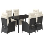 vidaXL Set mobilier de grădină cu perne, 7 piese, negru, poliratan vidaXL Set mobilier de grădină cu perne, 7 piese, negru, poliratan