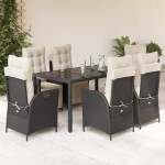 vidaXL Set mobilier de grădină cu perne, 7 piese, negru, poliratan vidaXL Set mobilier de grădină cu perne, 7 piese, negru, poliratan
