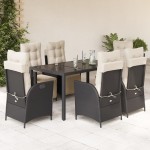 vidaXL Set mobilier de grădină cu perne, 7 piese, negru, poliratan vidaXL Set mobilier de grădină cu perne, 7 piese, negru, poliratan