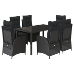 vidaXL Set mobilier de grădină cu perne, 7 piese, negru, poliratan vidaXL Set mobilier de grădină cu perne, 7 piese, negru, poliratan