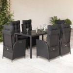 vidaXL Set mobilier de grădină cu perne, 7 piese, negru, poliratan vidaXL Set mobilier de grădină cu perne, 7 piese, negru, poliratan