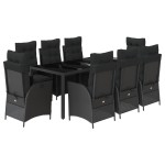 vidaXL Set mobilier de grădină cu perne, 9 piese, negru, poliratan vidaXL Set mobilier de grădină cu perne, 9 piese, negru, poliratan