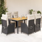 vidaXL Set mobilier de grădină cu perne, 7 piese, negru, poliratan vidaXL Set mobilier de grădină cu perne, 7 piese, negru, poliratan
