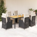 vidaXL Set mobilier de grădină cu perne, 7 piese, negru, poliratan vidaXL Set mobilier de grădină cu perne, 7 piese, negru, poliratan