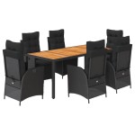 vidaXL Set mobilier de grădină cu perne, 7 piese, negru, poliratan vidaXL Set mobilier de grădină cu perne, 7 piese, negru, poliratan