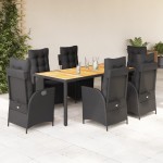 vidaXL Set mobilier de grădină cu perne, 7 piese, negru, poliratan vidaXL Set mobilier de grădină cu perne, 7 piese, negru, poliratan