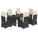 vidaXL Set mobilier de grădină cu perne, 7 piese, negru, poliratan vidaXL Set mobilier de grădină cu perne, 7 piese, negru, poliratan