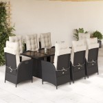 vidaXL Set mobilier de grădină cu perne, 9 piese, negru, poliratan vidaXL Set mobilier de grădină cu perne, 9 piese, negru, poliratan