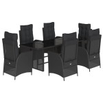 vidaXL Set mobilier de grădină cu perne, 7 piese, negru, poliratan vidaXL Set mobilier de grădină cu perne, 7 piese, negru, poliratan