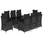 vidaXL Set mobilier de grădină cu perne, 9 piese, negru, poliratan vidaXL Set mobilier de grădină cu perne, 9 piese, negru, poliratan