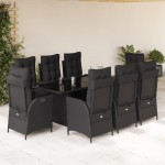 vidaXL Set mobilier de grădină cu perne, 9 piese, negru, poliratan vidaXL Set mobilier de grădină cu perne, 9 piese, negru, poliratan