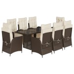 vidaXL Set mobilier de grădină cu perne, 9 piese, maro, poliratan