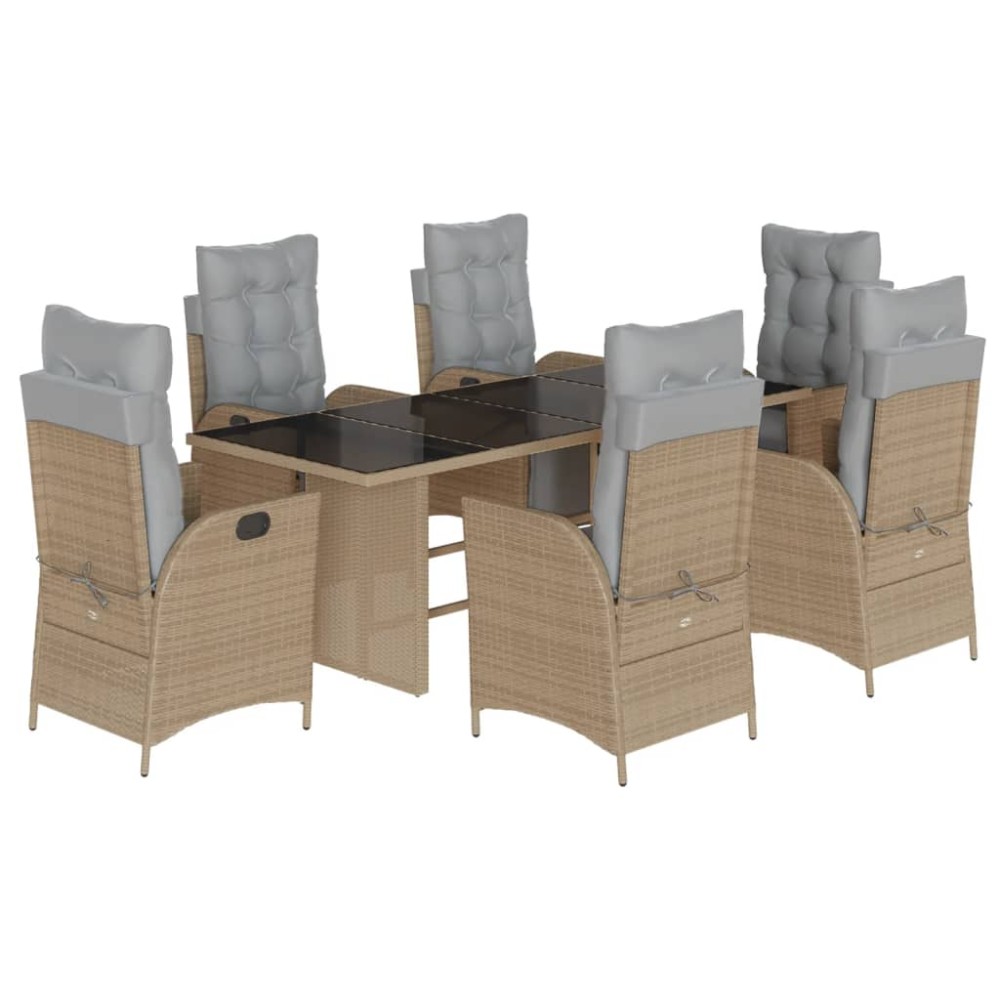 vidaXL Set mobilier pentru grădină, 7 piese, cu perne, bej, poliratan