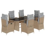 vidaXL Set mobilier pentru grădină, 7 piese, cu perne, bej, poliratan vidaXL Set mobilier pentru grădină, 7 piese, cu perne, bej, poliratan